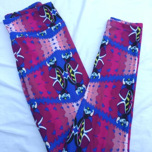Disney OS One Size Leggings LulaRoe Queen of Hearts Alice Chevron Stripes Red - Picture 1 of 1